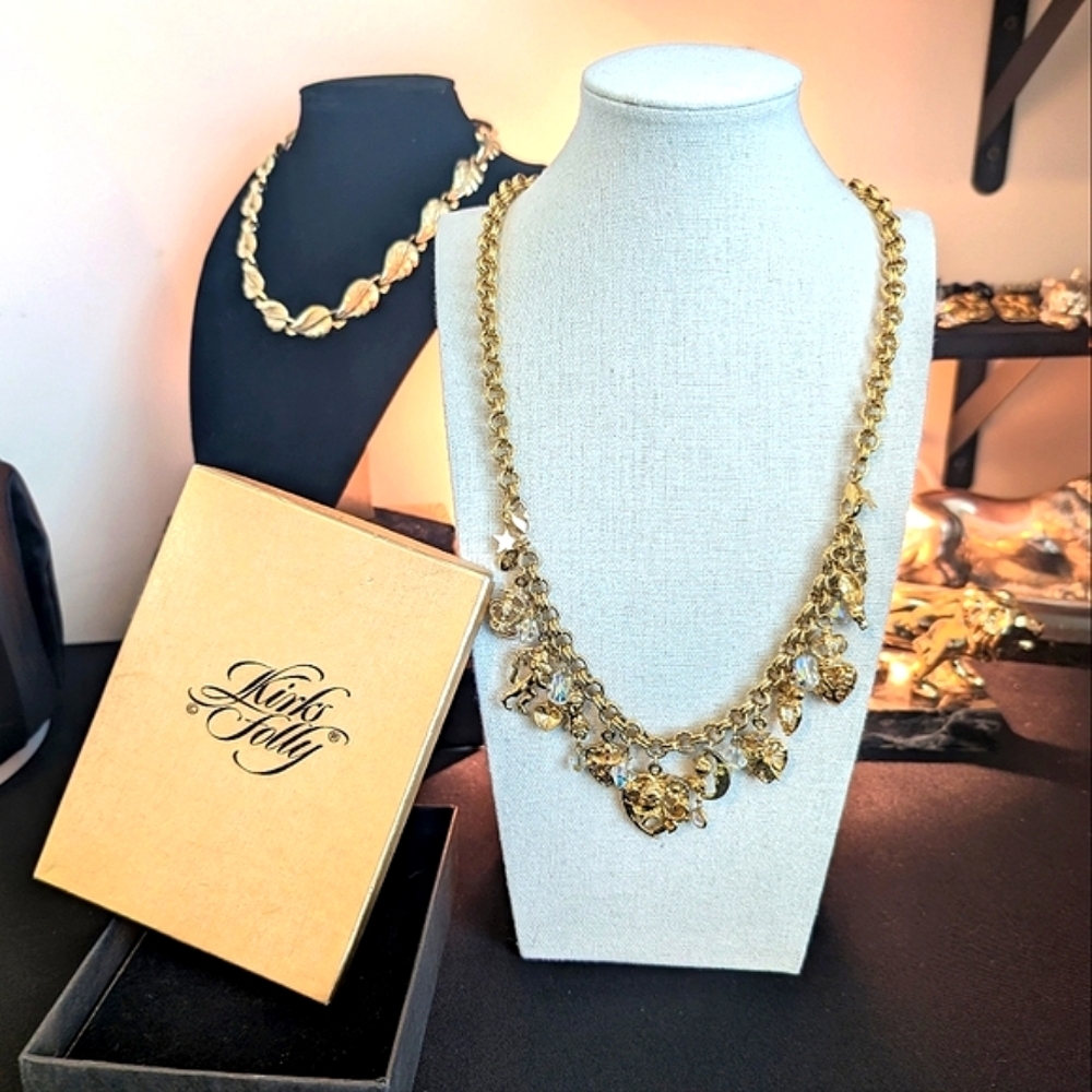 Kirks Folly Vintage Gold Charm Necklace / Bracelet "Legends Of The Heart Knight"